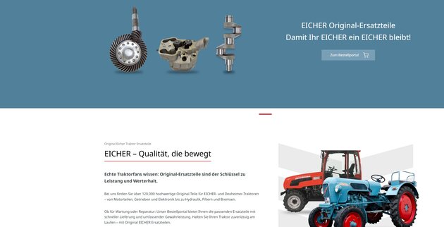 Darstellung der neuen Website der Eicher Vertriebs GmbH